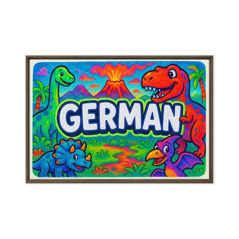 German Name Art - Dinosaur Adventure personalized wall print for kids