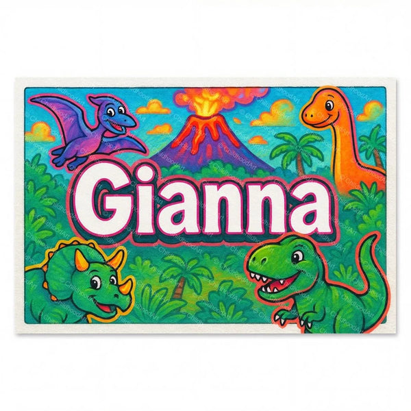 Gianna Personalized Name Art - Dinosaur Adventure