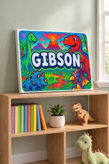 Gibson Name Art - Dinosaur Adventure personalized wall print for kids