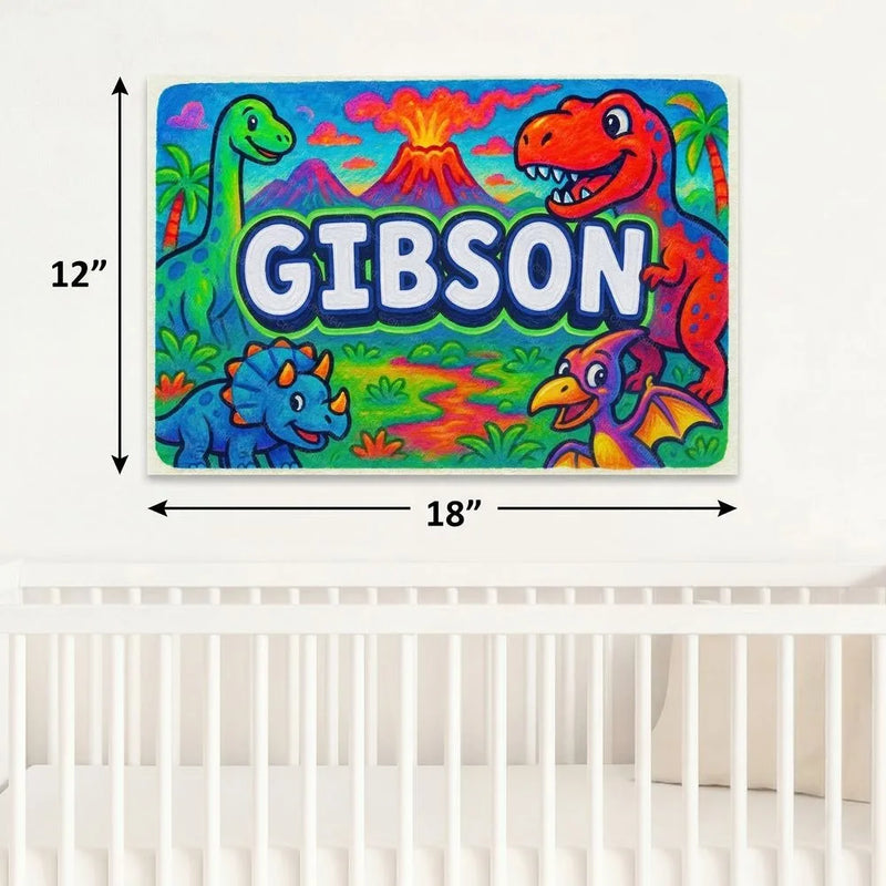 Gibson Name Art - Dinosaur Adventure personalized wall print for kids