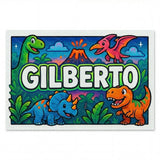 Gilberto Name Art - Dinosaur Adventure personalized wall print for kids