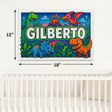 Gilberto Name Art - Dinosaur Adventure personalized wall print for kids