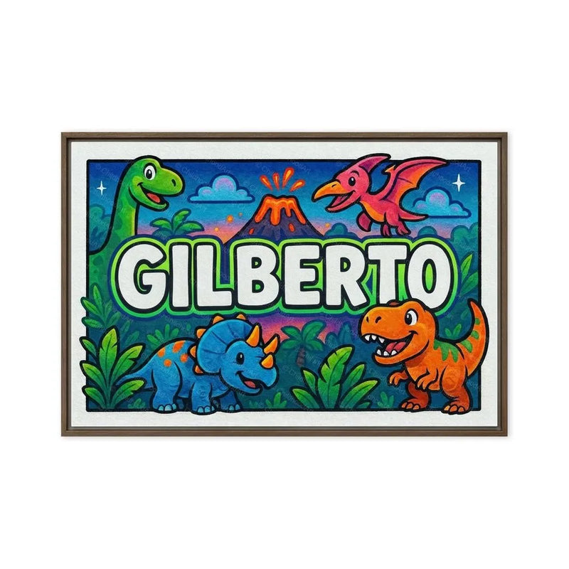 Gilberto Name Art - Dinosaur Adventure personalized wall print for kids