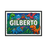 Gilberto Name Art - Dinosaur Adventure personalized wall print for kids