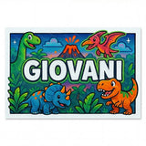 Giovani Name Art - Dinosaur Adventure personalized wall print for kids