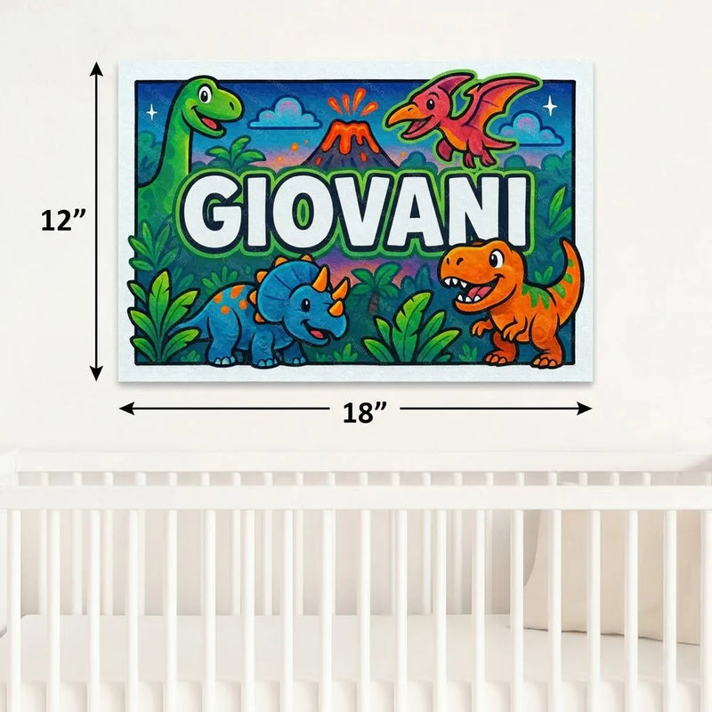 Giovani Name Art - Dinosaur Adventure personalized wall print for kids
