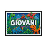 Giovani Name Art - Dinosaur Adventure personalized wall print for kids