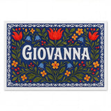 Giovanna Name Art - Floral Farmhouse personalized wall print for kids