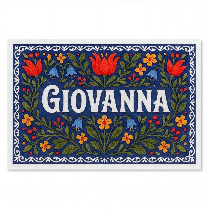 Giovanna Name Art - Floral Farmhouse personalized wall print for kids