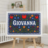 Giovanna Name Art - Floral Farmhouse personalized wall print for kids