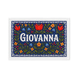 Giovanna Name Art - Floral Farmhouse personalized wall print for kids