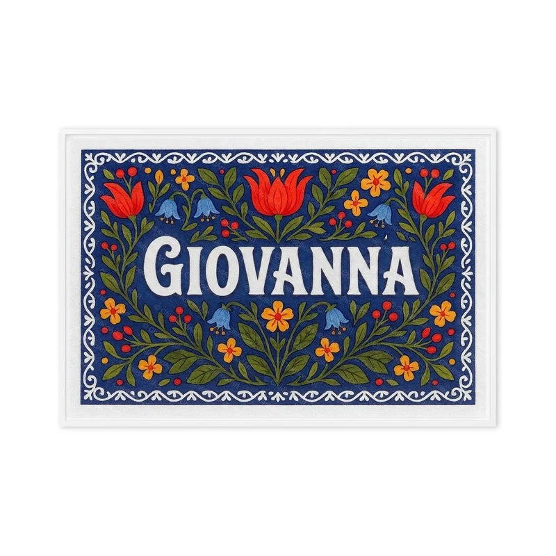 Giovanna Name Art - Floral Farmhouse personalized wall print for kids