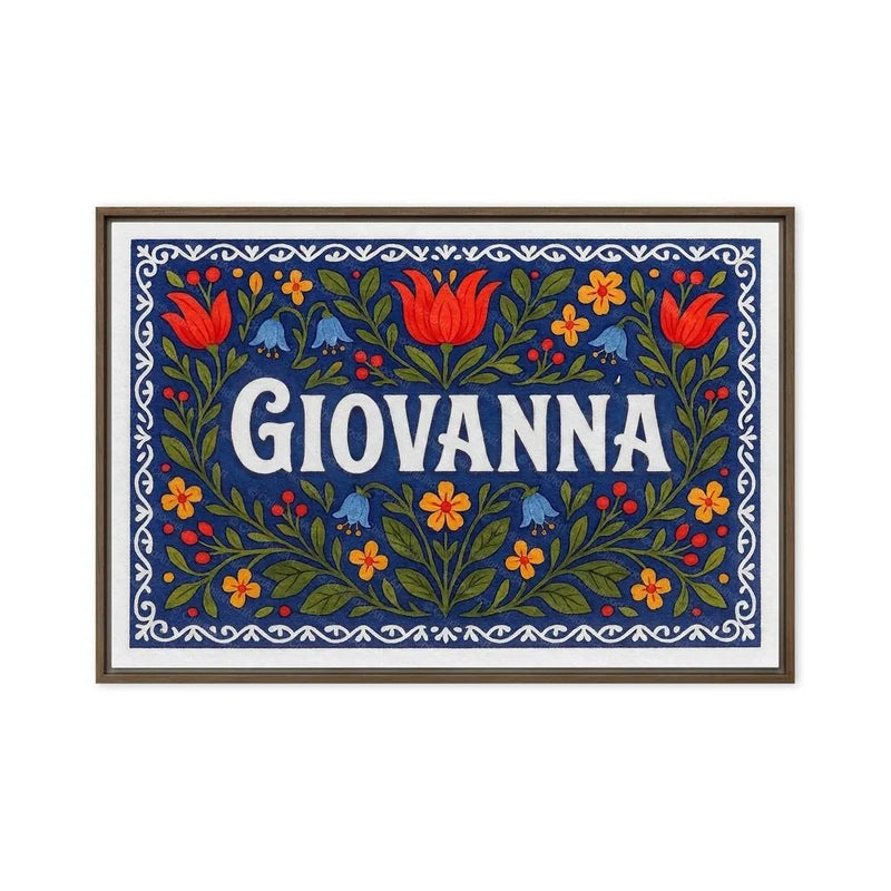 Giovanna Name Art - Floral Farmhouse personalized wall print for kids