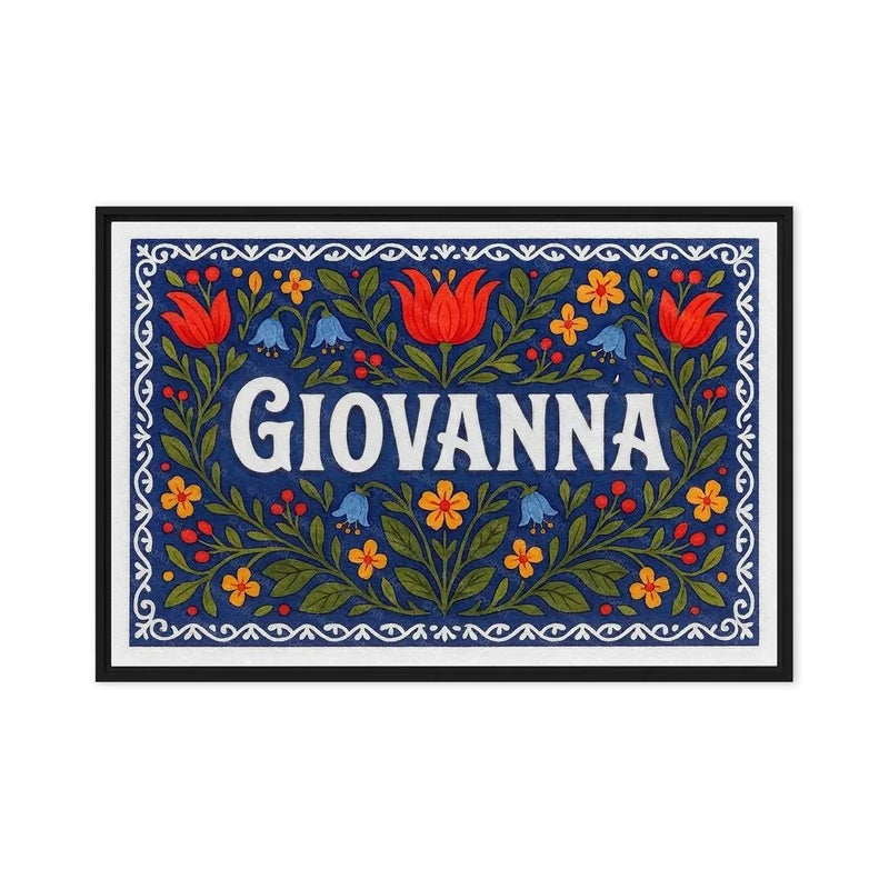 Giovanna Name Art - Floral Farmhouse personalized wall print for kids