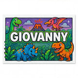 Giovanny Name Art - Dinosaur Adventure personalized wall print for kids