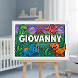 Giovanny Name Art - Dinosaur Adventure personalized wall print for kids