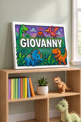 Giovanny Name Art - Dinosaur Adventure personalized wall print for kids