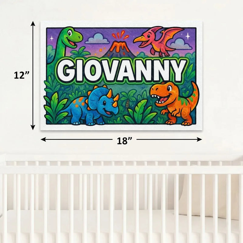 Giovanny Name Art - Dinosaur Adventure personalized wall print for kids