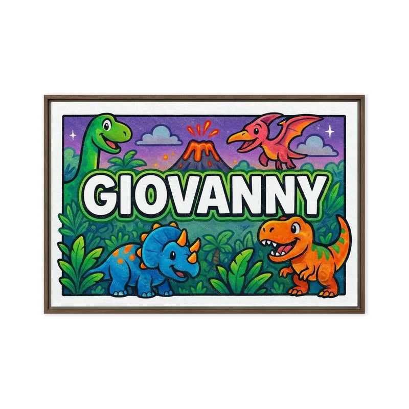 Giovanny Name Art - Dinosaur Adventure personalized wall print for kids