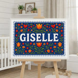 Giselle Name Art - Floral Farmhouse personalized wall print for kids