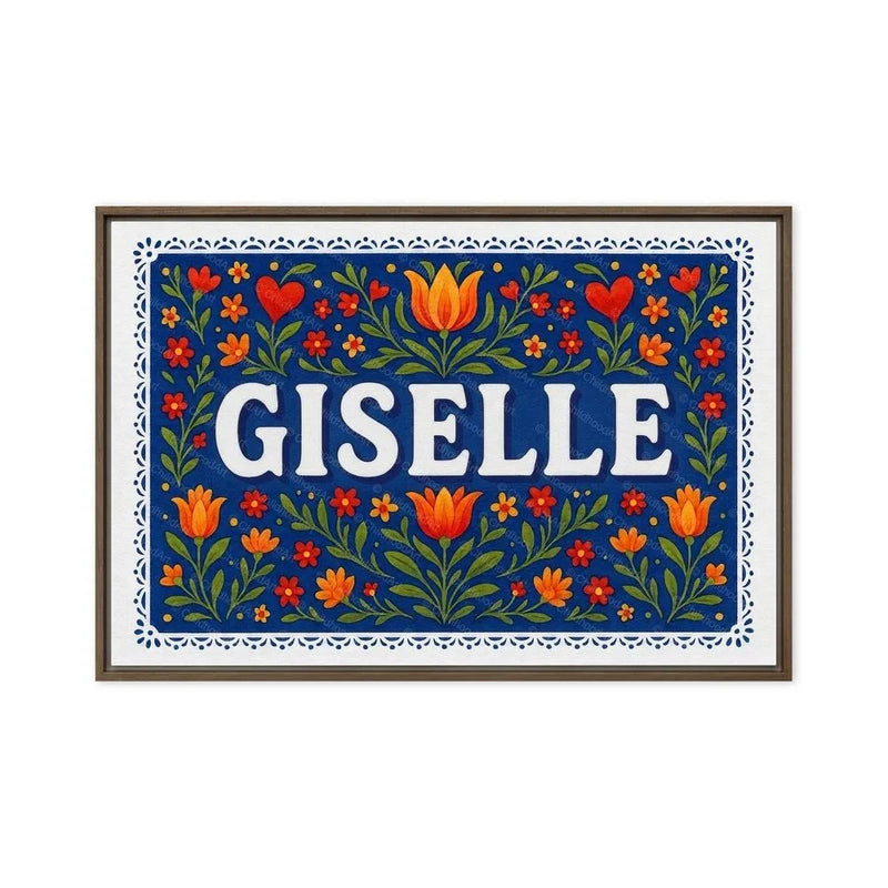 Giselle Name Art - Floral Farmhouse personalized wall print for kids