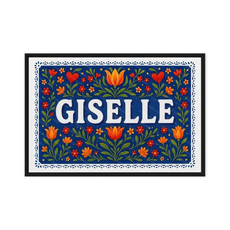 Giselle Name Art - Floral Farmhouse personalized wall print for kids