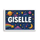 Giselle Name Art - Space Explorers personalized wall print for kids