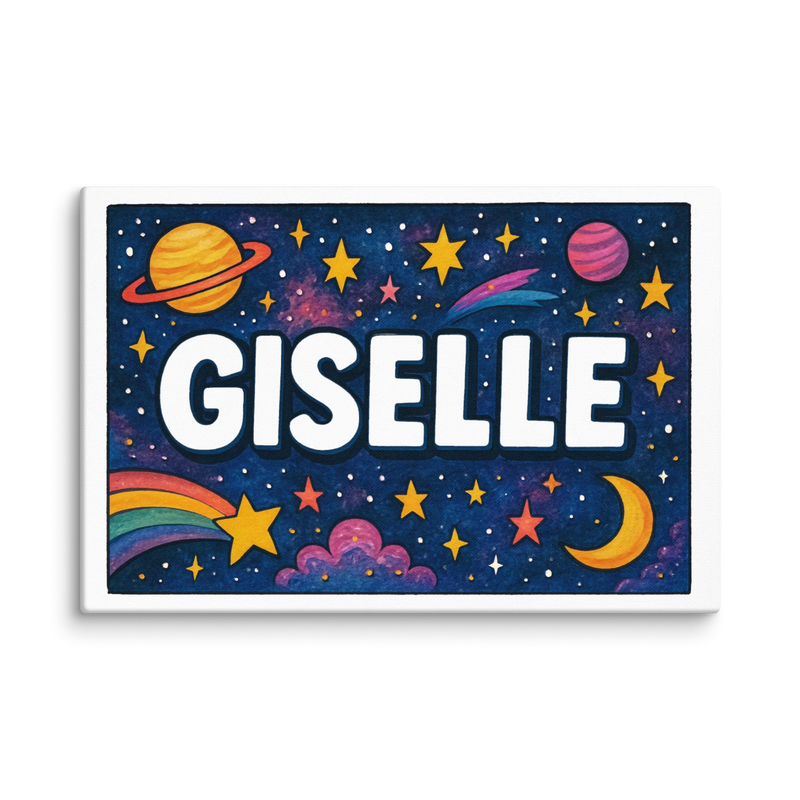 Giselle Name Art - Space Explorers personalized wall print for kids