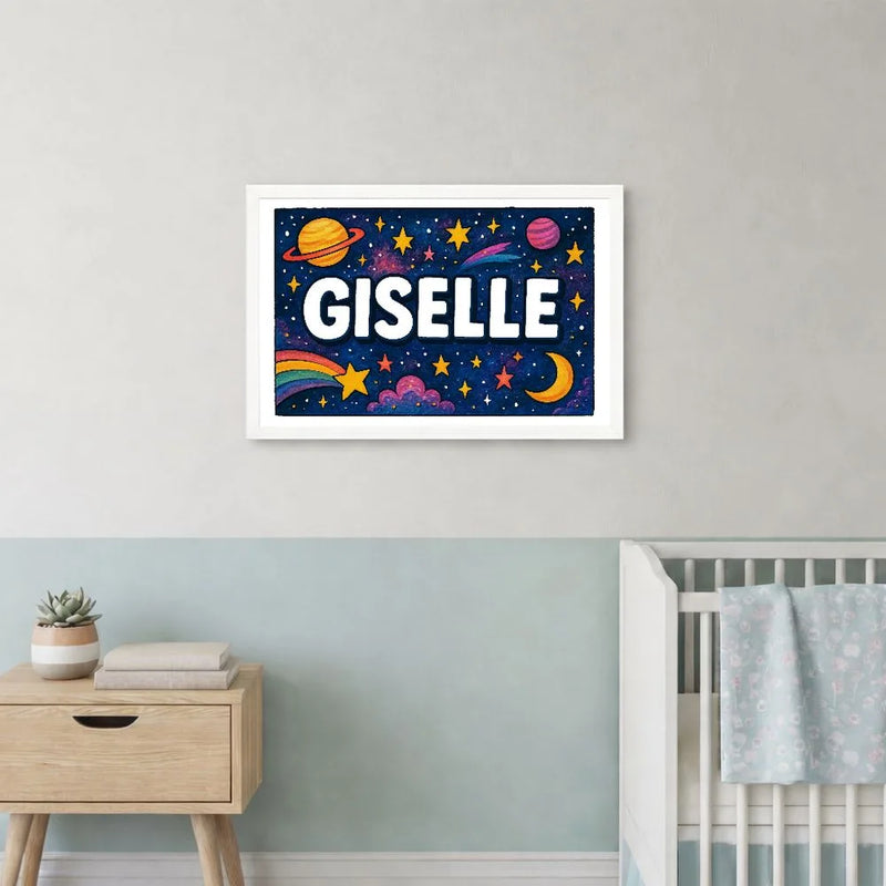Giselle Name Art - Space Explorers personalized wall print for kids
