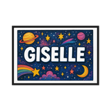 Giselle Name Art - Space Explorers personalized wall print for kids