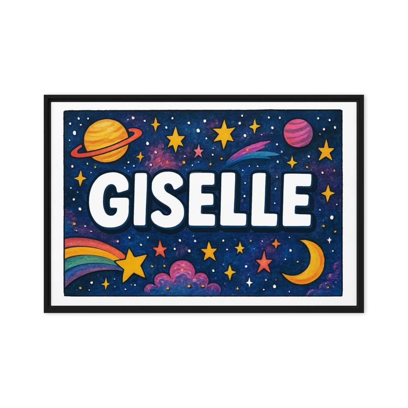 Giselle Name Art - Space Explorers personalized wall print for kids