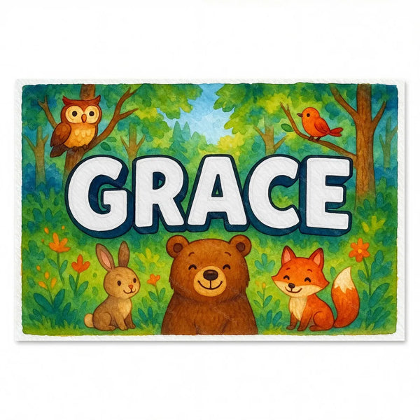 Grace Personalized Forest Friends Art
