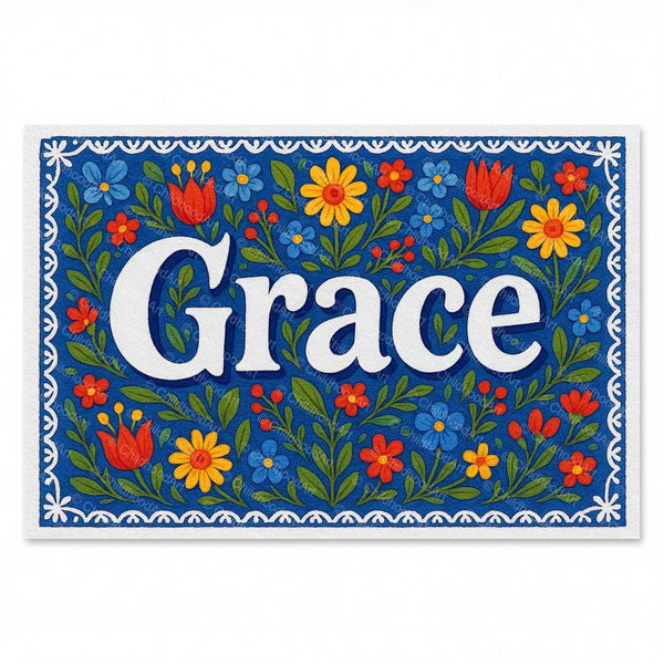 Grace Floral Farmhouse Name Art