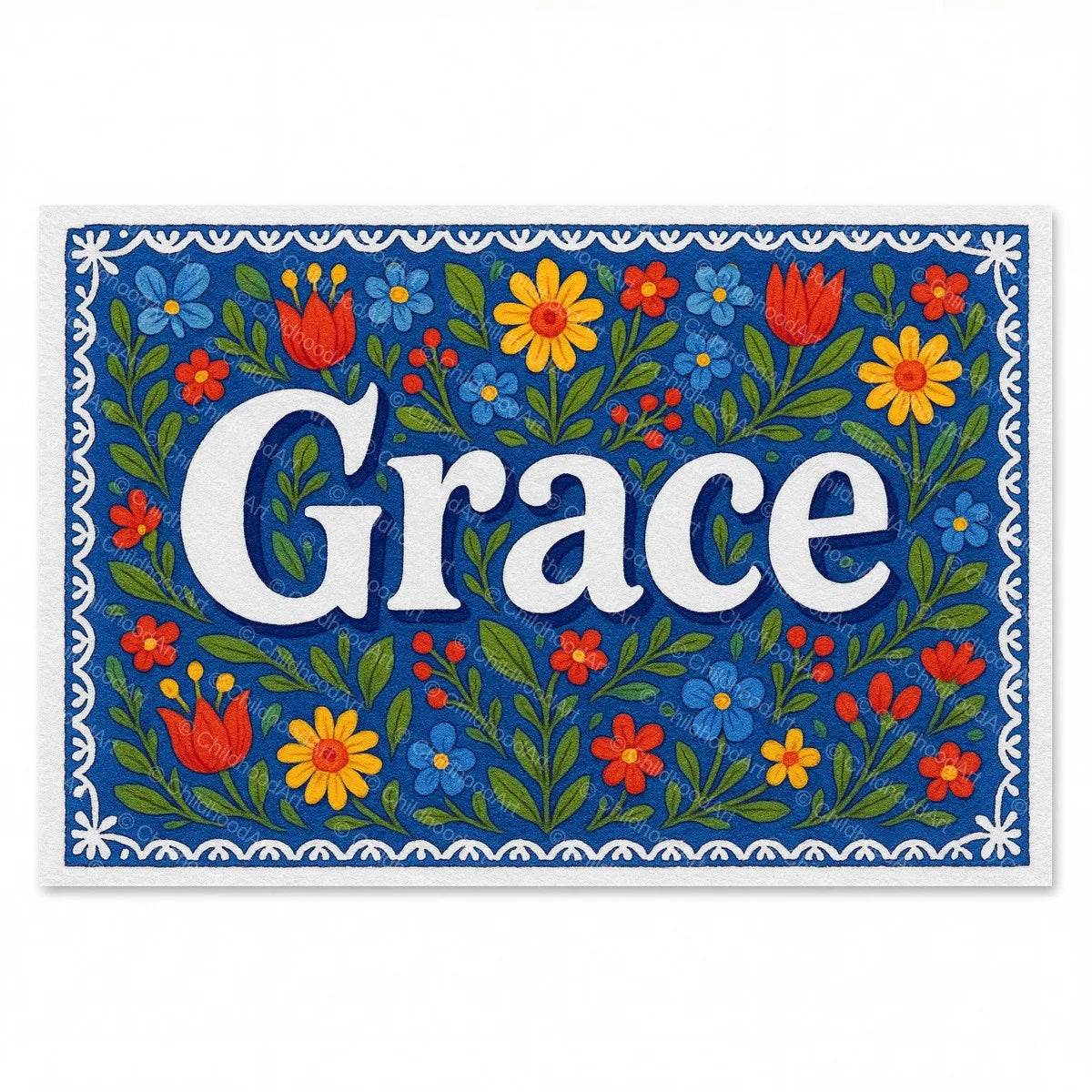 Grace Floral Farmhouse Name Art - Full size image