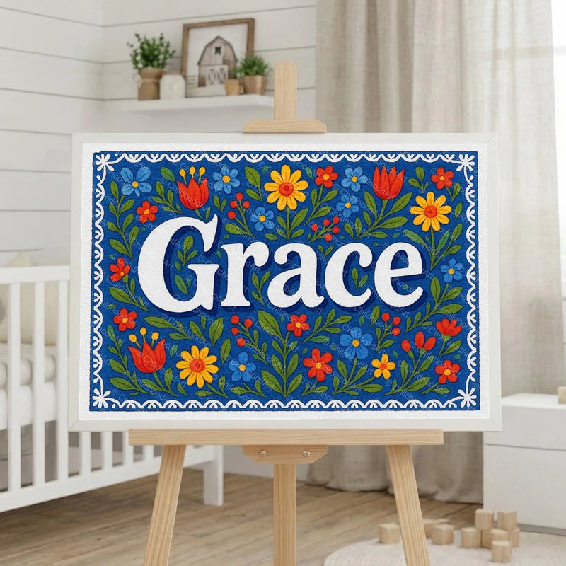 Calm personalized name art for Grace