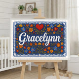 Gracelynn Name Art - Floral Farmhouse personalized wall print for kids