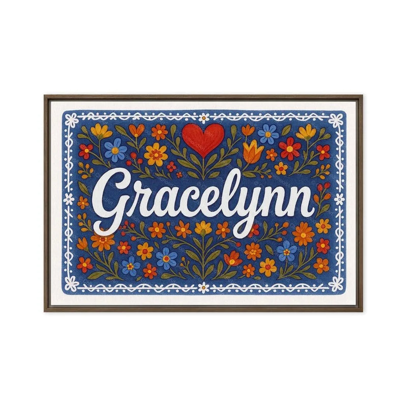 Gracelynn Name Art - Floral Farmhouse personalized wall print for kids
