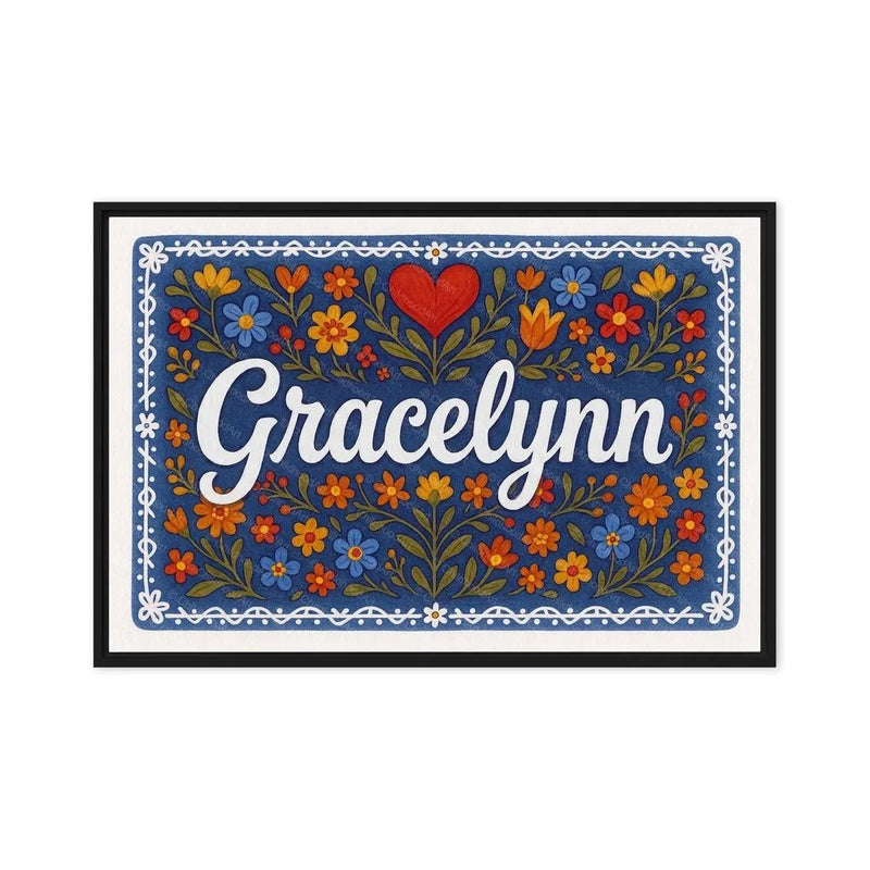 Gracelynn Name Art - Floral Farmhouse personalized wall print for kids