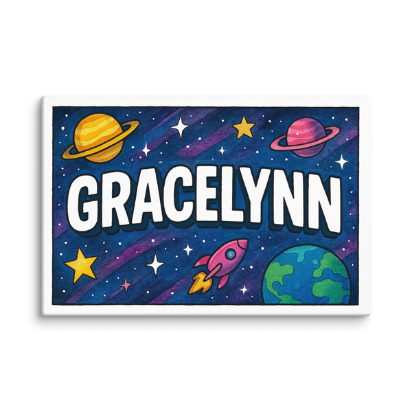 Gracelynn Name Art - Space Explorers Personalized Wall Art