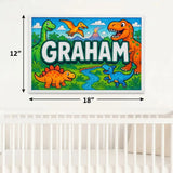 Graham Name Art - Dinosaur Adventure personalized wall print for kids