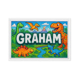 Graham Name Art - Dinosaur Adventure personalized wall print for kids