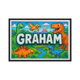 Graham Name Art - Dinosaur Adventure personalized wall print for kids