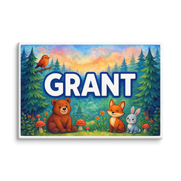 Grant Name Art - Forest Friends Personalized Wall Art