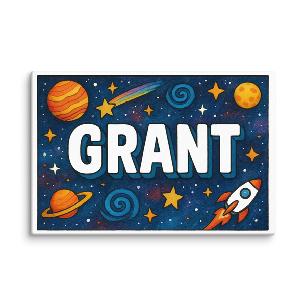 Grant Name Art - Space Explorers Personalized Wall Art