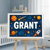 Grant Name Art - Space Explorers personalized wall print for kids
