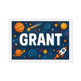 Grant Name Art - Space Explorers personalized wall print for kids