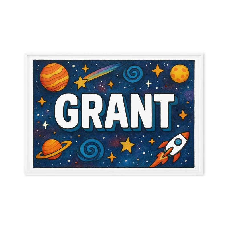 Grant Name Art - Space Explorers personalized wall print for kids