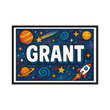 Grant Name Art - Space Explorers personalized wall print for kids