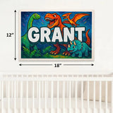 Grant Name Art - Dinosaur Adventure personalized wall print for kids