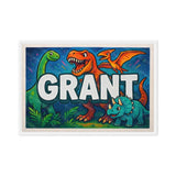 Grant Name Art - Dinosaur Adventure personalized wall print for kids